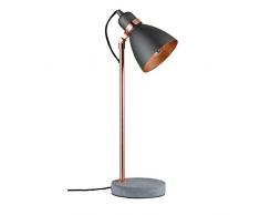 Paulmann 79624 Neordic Orm Lampe de table, max. 1x20W, E27, Gris/Cuivre mat, 230V, BÃ©ton/MÃ©tal