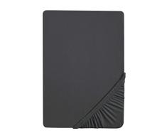 Biberna 77144 Drap housse en jersey stretch, selon Oeko-Tex Standard 100, env. 140 x 200 cm Ã 160 x 200 cm, Noir (Titanium)