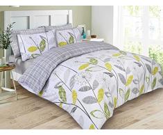 Dreamscene Allium Parure de lit avec taie doreiller, Polyester/coton, gris, Super king size