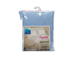 Nuit des Vosges 2072914 Caen Drap Plat Flanelle Unie/Coton Bleu Glacier 180 x 290 cm