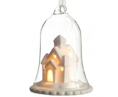 WeRChristmas Décoration de Noël Lanterne Maison de Village, en Verre, 10 cm â Multicolore