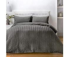 Serene Seersucker Parure de lit, 52% Polyester, 48% Coton, Charbon, Super King