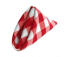 La Lin Lot DE 10Â Vichy Ã Carreaux 18Â x 45,7Â cm Serviettes de Table, Polyester, Blanc/Rouge, 45.72 x 45.72 x 0.04 cm