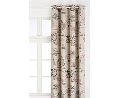 Linder 0551/18/49797/375FR Rideau Occultant ImprimÃ© lUsine Beige Rouge Oeillets 145 x 260 cm
