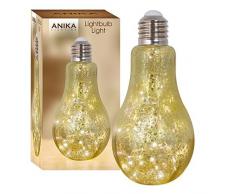 Anika 63570Â Effet craquelÃ© ampoule avec 20Â LED Ã piles, verre, transparent/dorÃ©