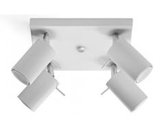 NOUVEAUTÃ ! Plafonnier blanc pour salon et antichambre â acier - SOLLUX RING 4 SL.0090 lampe de plafond ronde moderne Loft 4 points LED Gu-10 *** LUMINAIRES : Meilleurs prix sur Amazon !