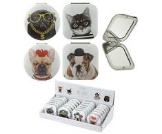 Puckator Miroir Compact pour Chat et Chien Miow et Woof, Mixte, Hauteur 6,5 cm, Profondeur 1 cm