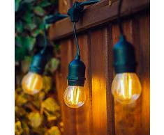 MAXILAMP Max.180997 Guirlande Waterproof IP65 avec 8 Douilles E27 5,5 m Noir, Verre, Transparent