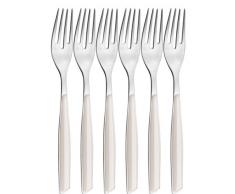 BUGATTI GLAU-021F05/6 Glamour MÃ©nagÃ¨re de 6 PiÃ¨ces Fourchette Dessert SAN/Acier Ivoire 16 x 26 x 3 cm