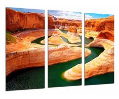 Tableau Moderne Photographique, Impression sur bois, Paysage de rivière spectaculaire, Grand Canyon Colorado, Orange, 97 x 62 cm, ref. 26971