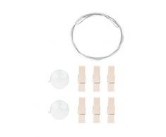 Kikkerland MH69 Porte-Photo de 6 Pinces à Linge, Bois/Acier/Aimant, Beige/Argent, 9 x 2 x 16 cm