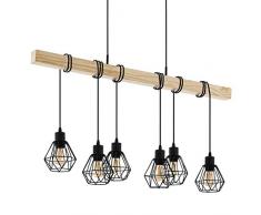 Eglo Townshend 5 Suspension en acier 60 W Noir/marron Suspension 6 ampoules Noir, marron.