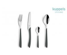 KUPPELS Ménagère Prisma en acier inoxydable Abricot, Acier inoxydable, plastique, Gris foncé/argenté, 24-teilig