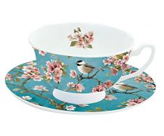 Easy Life 322BLOS Blossom COFFRET TASSE A THE 20CL EN BONE CHINA, Multicouleur
