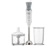 Bosch Mixeur Plongeant ErgoMixx MSM66120 – Mélangeur ultra puissant pour les usages intenses – Puissance de 600 W – Mini-hâchoir inclus – Couleur : Blanc/Gris