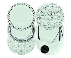 Tognana Graphic Service de table en porcelaine 18 piÃ¨ces Blanc