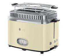 Russell Hobbs 21682-56 Toaster Grille-Pain Retro, 3 Fonctions, Température Ajustable, Réchauffe Viennoiserie, Design Vintage - Crème