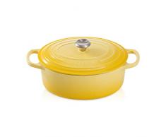 Le Creuset, Cocotte Signature en Fonte Ãmaillée avec Couvercle, à 29 cm, Ovale, Compatible avec Toutes Sources de Chaleur (Induction Incluse), Capacité : 4.7 L, 4.675 kg, Jaune Soleil