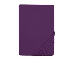 Biberna 77144 Drap housse en jersey stretch, selon Oeko-Tex Standard 100, env. 90 x 190 cm Ã 100 x 200 cm, Lilas (Dkl.Violett)