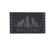 Relaxdays 10020200 Paillasson tapis de sol antidérapant en caoutchouc chats résistant neige pluie aux intempéries design neutre porte entrée L x l 75 x 45 cm noir