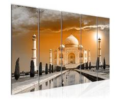 Tableau decoration murale Taj Mahal Inde 150 x 60 cm - XXL Impression sur Toile Salon Appartment 5 Parties - prêt à accrocher - 600556b