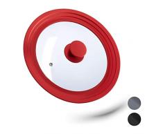 Relaxdays 10027988_47 Couvercle, Verre avec Rebord dégradé en Silicone, casseroles et poêles, Rouge