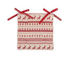 Clayre & Eef NOC29 Coussin de Chaise en Mousse Motif cerf Rouge/Naturel 40 x 40 cm