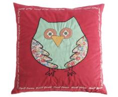 Ian Snow Coussin Motif Hibou Rouge
