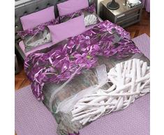 PETTI Artigiani Italiani - Housse de Couette, Lit (90x200), Minable Lilla, Tissu 100% Satin Frais, 100% Made in Italy