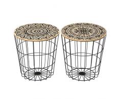 CasaSeleccion Table Panier, Bois, Noir, 40 x 40 x 42,50 cm