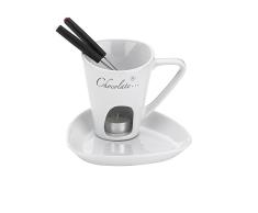 Kela Set Fondue au Chocolat 2 personnes en Céramique, Alicia 12426, Blanc