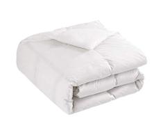 Downcy - Couette en plumes et duvet doie blanche, avec housse 100Â % coton, 12Â tog, format lit simple, 135Â xÂ 200Â cm