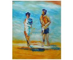 Legendarte - Tableau, Peinture à lhuile - Figures Confuses dans Le Vent - cm. 50x60