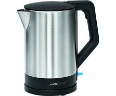 Clatronic WKS 3692 Bouilloire 1,5 l avec élément chauffant dissimulé en acier inoxydable Arrêt automatique Station de base avec enrouleur de câble 2200 W Noir/acier inoxydable.