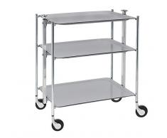 Platex Textable 500350003 Table Roulante 3 Ãtages Gris MÃ©tal ChromÃ©