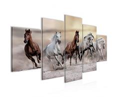 Tableau decoration murale Les Chevaux - XXL Impression sur Toile Salon Appartment 5 Parties - prêt à accrocher - 014153a