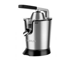 Taurus Easy Press 160W, 924729, presse agrumes électrique à levier, 2 cônes pour tous les agrumes, acier inoxydable et filtre avec régulateur de pulpe réglable, 650 ml, argent et noir