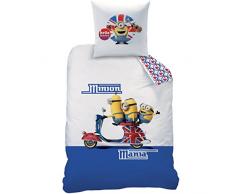 CTI Housse DE Couette 1 TAIE Minions SCOOTER-100, 100% Coton, Blanc, 140x200+63X63 Taille Francaise