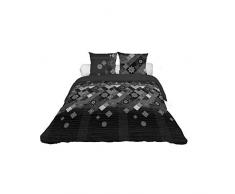 Soleil docre Patchwork, Parure, Housse de Couette, Polyester, Noir, 220 x 240 cm