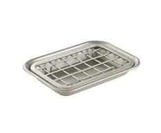 iDesign porte savon, petit range savon en mÃ©tal, support savon avec socle au design grillagÃ© pour lÃ©vacuation deau, argentÃ© mat