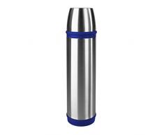 Emsa 502473 CAPITAIN Bouteille isotherme avec gobelet, fermeture à vis BASIC, 100% hermétique, 700 ml, Bleu/acier inoxydable