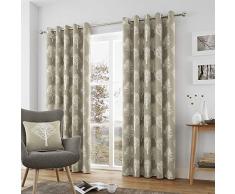 Fusion Paire de Rideaux Ã Åillets Arbres, Coton, Naturel, 66 x 72 (168 x 183 cm)