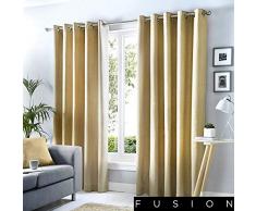 Fusion Rideaux à Åillets doublés Sorbonne. Couleur Unie en Coton, Coton, Naturel, 90x90 (229 x 229 cm)