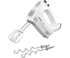 Bosch CleverMixx MFQ24200 â Batteur à main polyvalent avec fouets et crochets pétrisseurs â Puissance de 400 W â Couleur : Blanc/Argenté