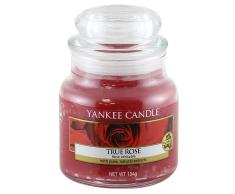Yankee Candle 1230692 Bougie ParfumÃ©e Rose vÃ©ritable Verre, Rouge, Jarre petite