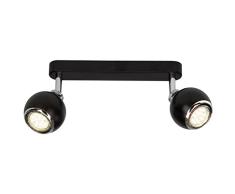 Brilliant AG G77729/06 Plafonnier LED Ã 2 lumiÃ¨res, MÃ©tal, GU10, 3 W, Noir/Chrome, 18 x 25.5 x 14.7 cm