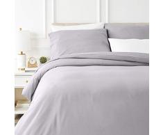 AmazonBasics Parure de lit avec housse de couette en flanelle 200 x 200 cm/65 x 65 cm x 2, Gris