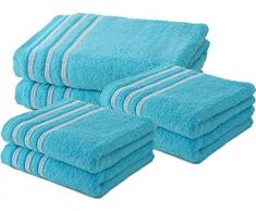 Lot de 4 Serviettes de Toilette 50x100 cm + 2 Draps de Douche 70x140 cm 100% Coton - 550 GR/m2