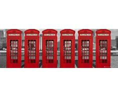 1art1 Londres Midi Poster - 6 Cabines Téléphoniques Rouges (91 x 30 cm)
