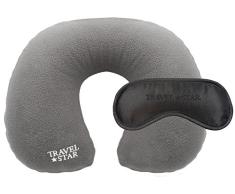 travelstarâ¯: Coussin de Nuque Gonflable, Polyester, Gris, Nackenkissen und Schlafmaske